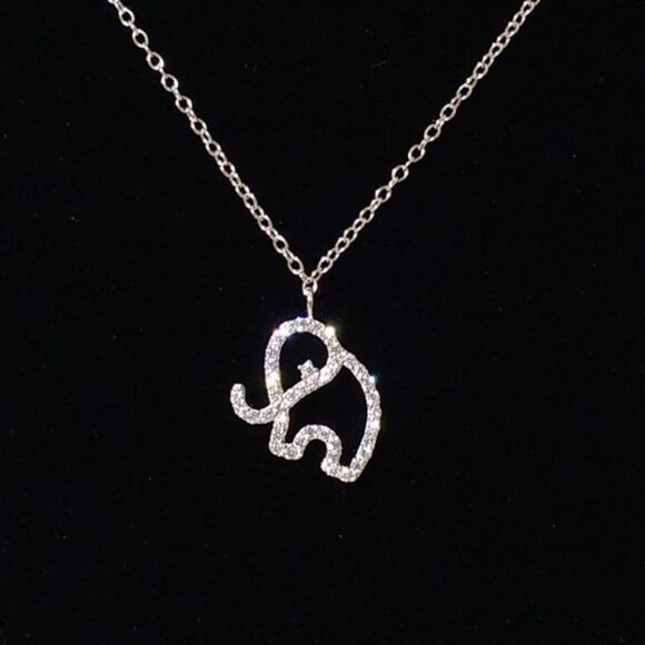 Simulated Diamond CZ Elephant Necklace - Picture 5 of 6